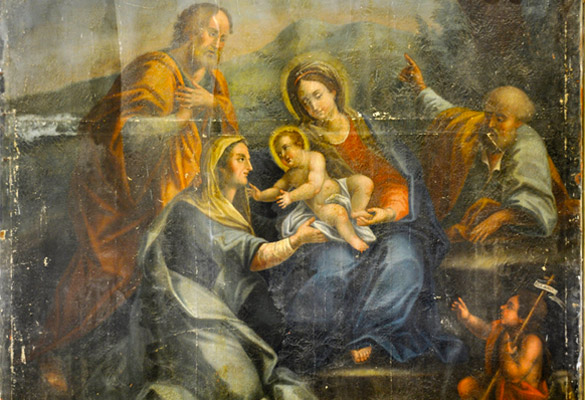 tela della Sacra Famiglia prima-del-restauro